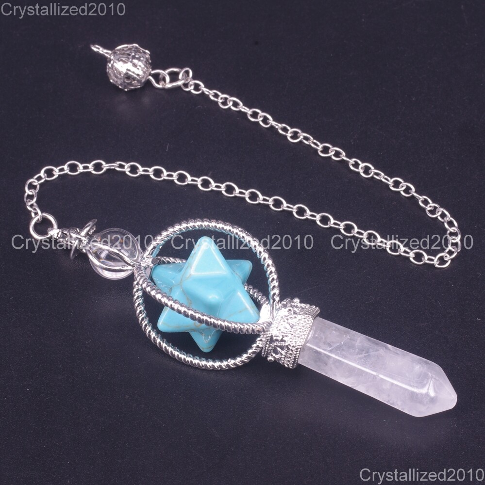 Natural Gemstones Merkaba Pendulum Healing Crystal Pointed Reiki Chakra Pendant