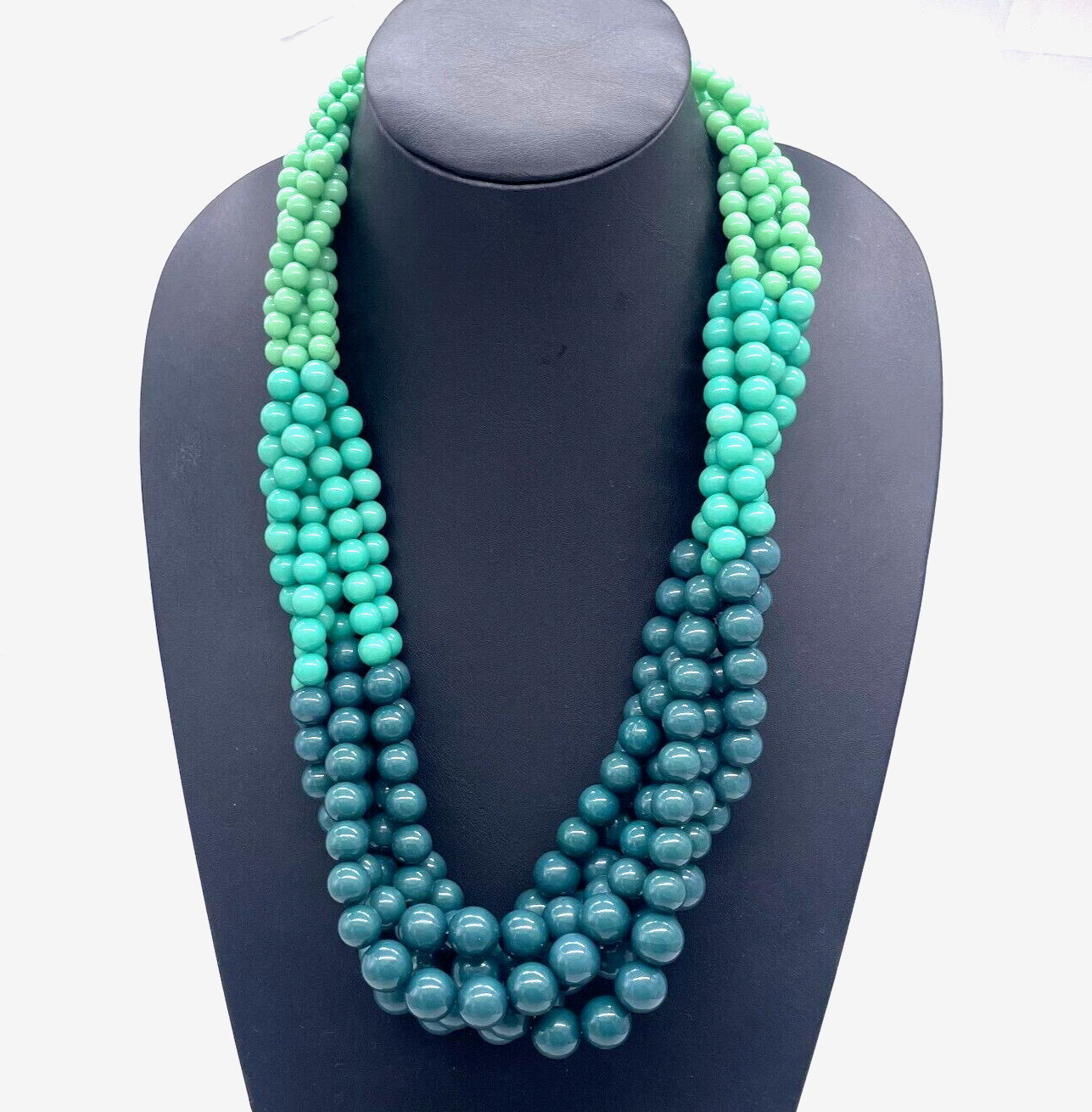 Multistrand Layered Beaded Statement Necklace Multicolor 26 Inches