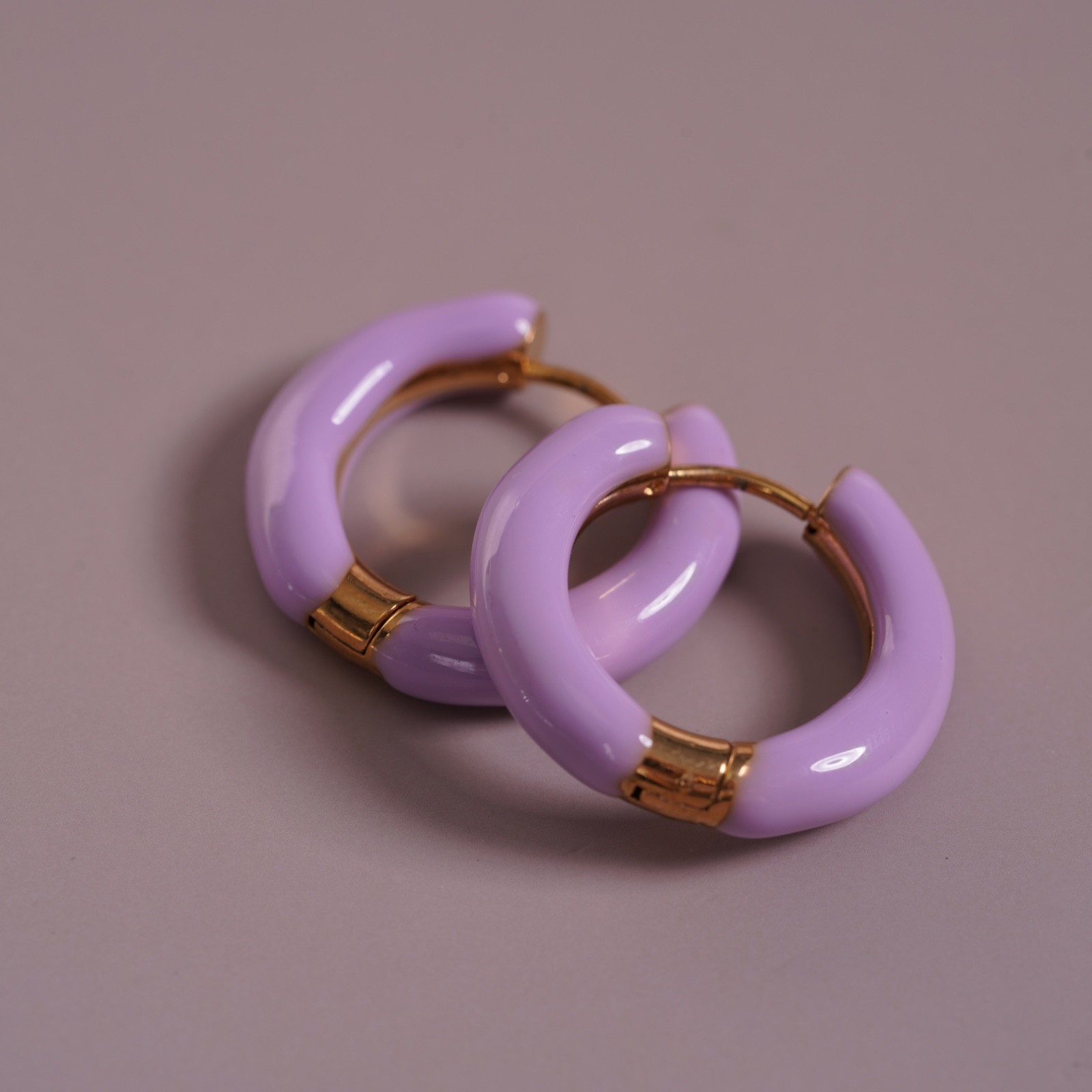 ZARD Purple Enamel Huggie Hoop Earrings