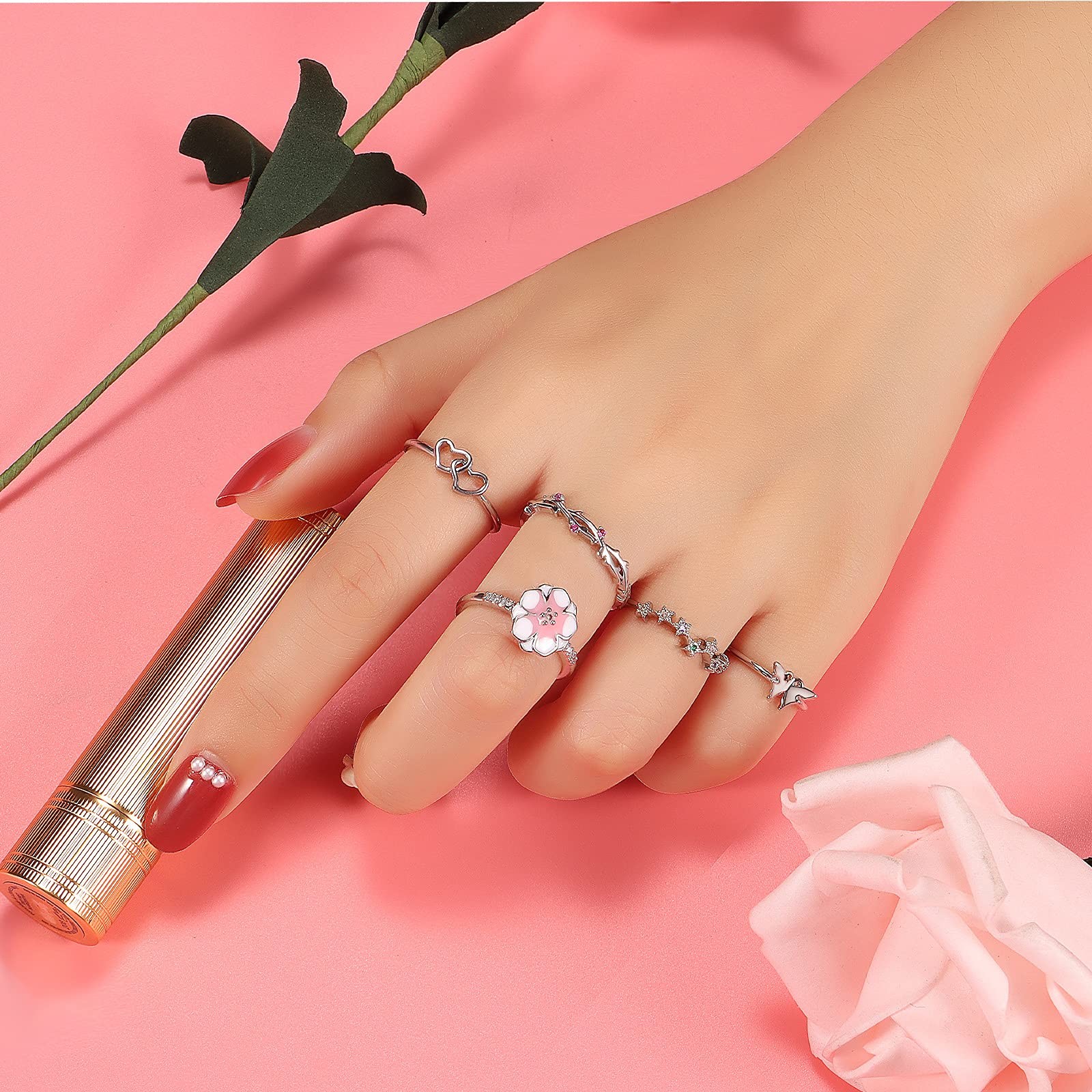 20 Pcs Adjustable Rings Set for – Finger Rings Pack Stackable Rings for Teens…