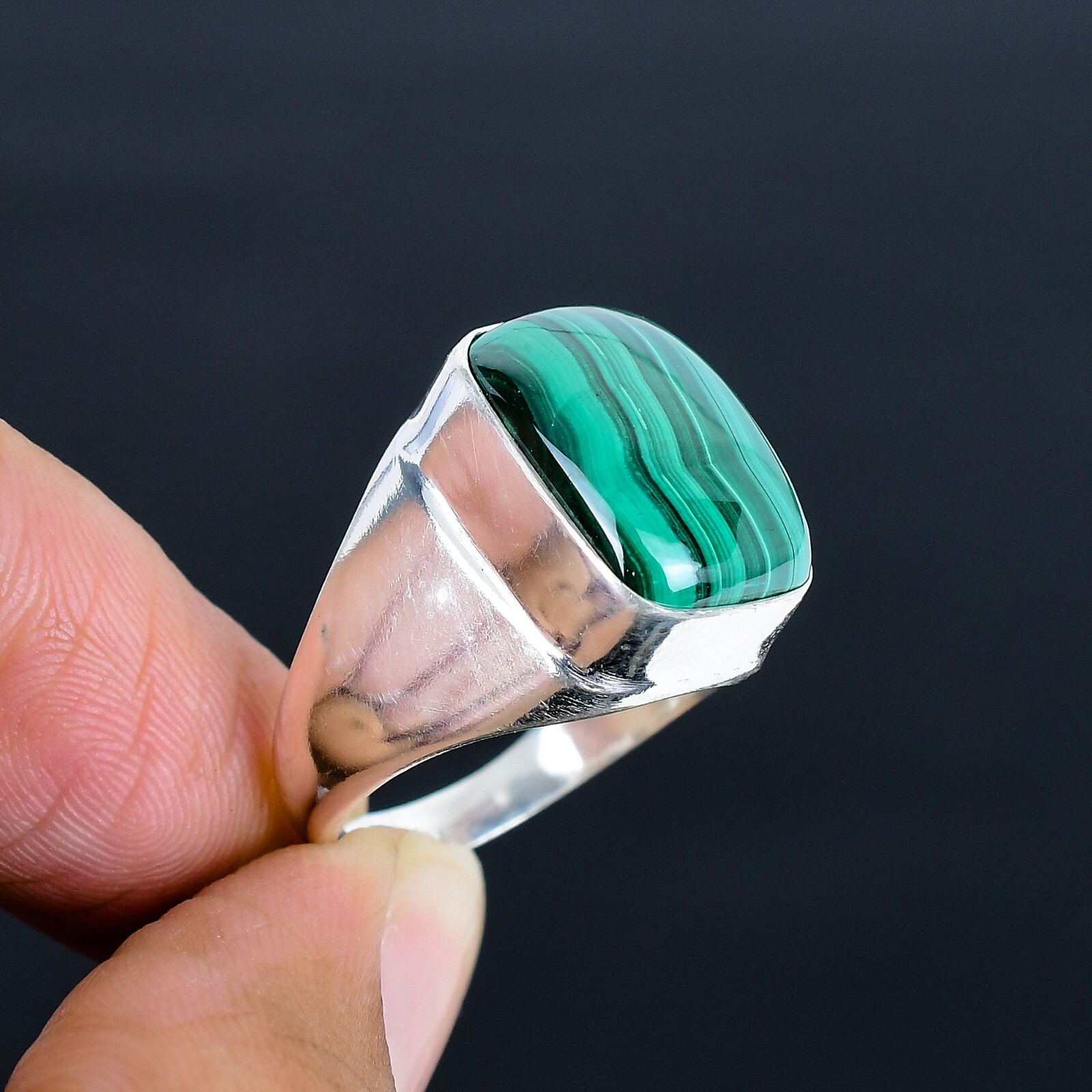 Malachite Gemstone Ethnic Handmade Man’s Ring Jewelry Gift For Her LG-1125