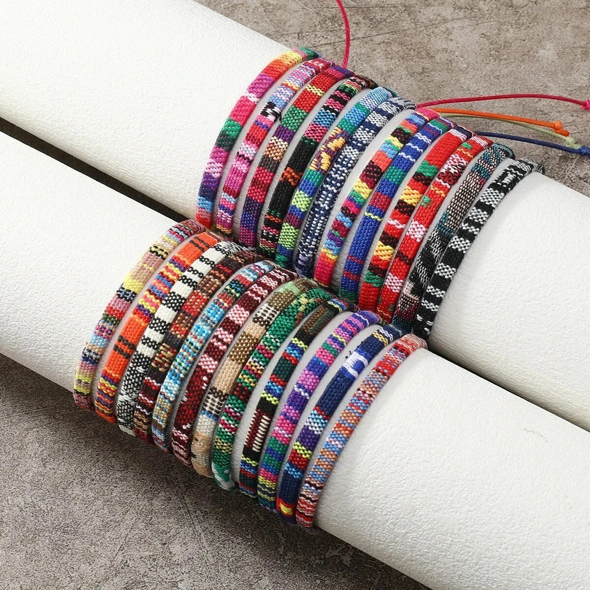 24pcs Bohemian Woven Friendship Bracelets Set Colorful Cloth Art for Men Women
