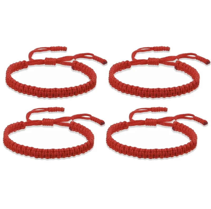 4PCS Black Tibetan Lucky String Bracelet Woven Braided Adjustable Men Women Gift
