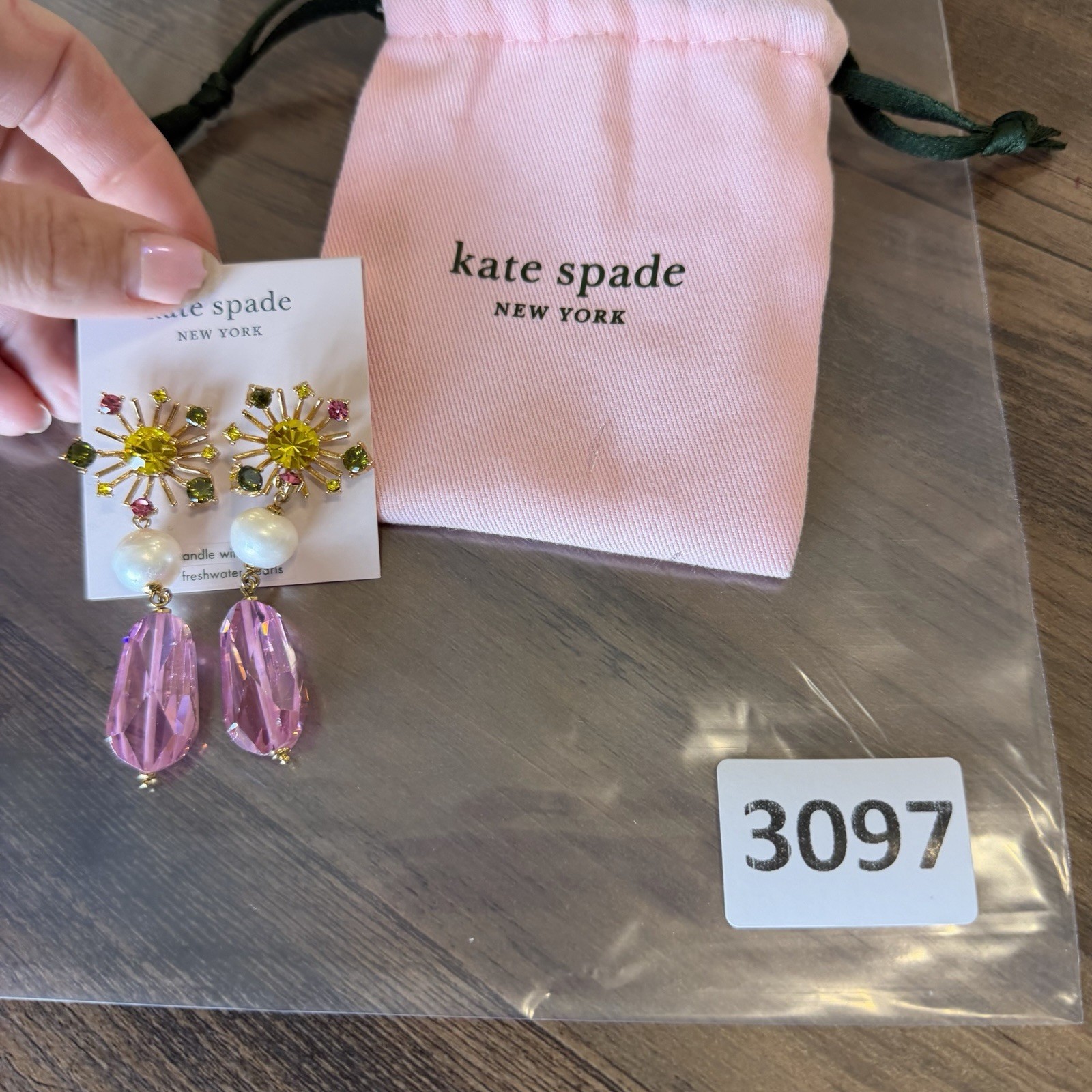 Kate Spade Rooftop Garden Earrings Freshwater Pearls Dust Bag $128 Dangly Cute