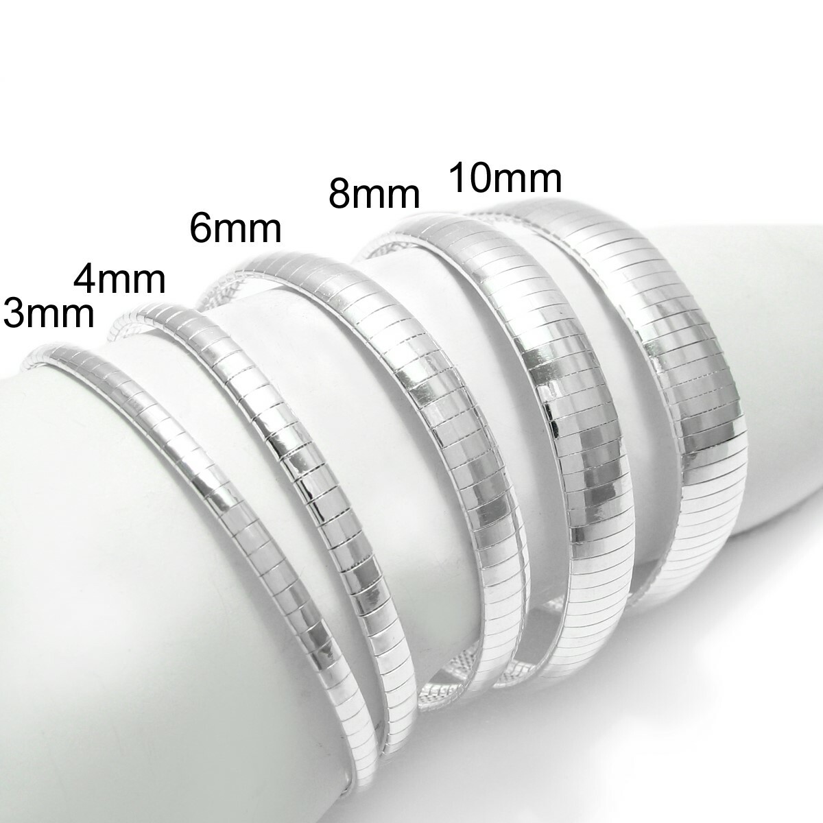 925 Sterling Silver 7″ or 8″ Elegant Omega Bracelet 3mm 4mm 6mm 8mm or 10mm