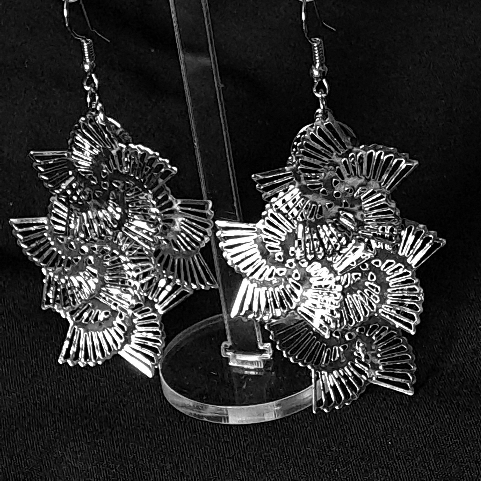 Boutique Fan Drop Earrings Star Dancer Filigree Mandala New Statement Dangle