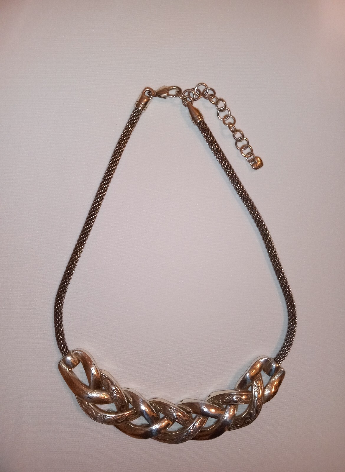 Brighton Silver Plated Venetian Canals ~18″ Necklace w/ Large Link Chain w/ Mesh