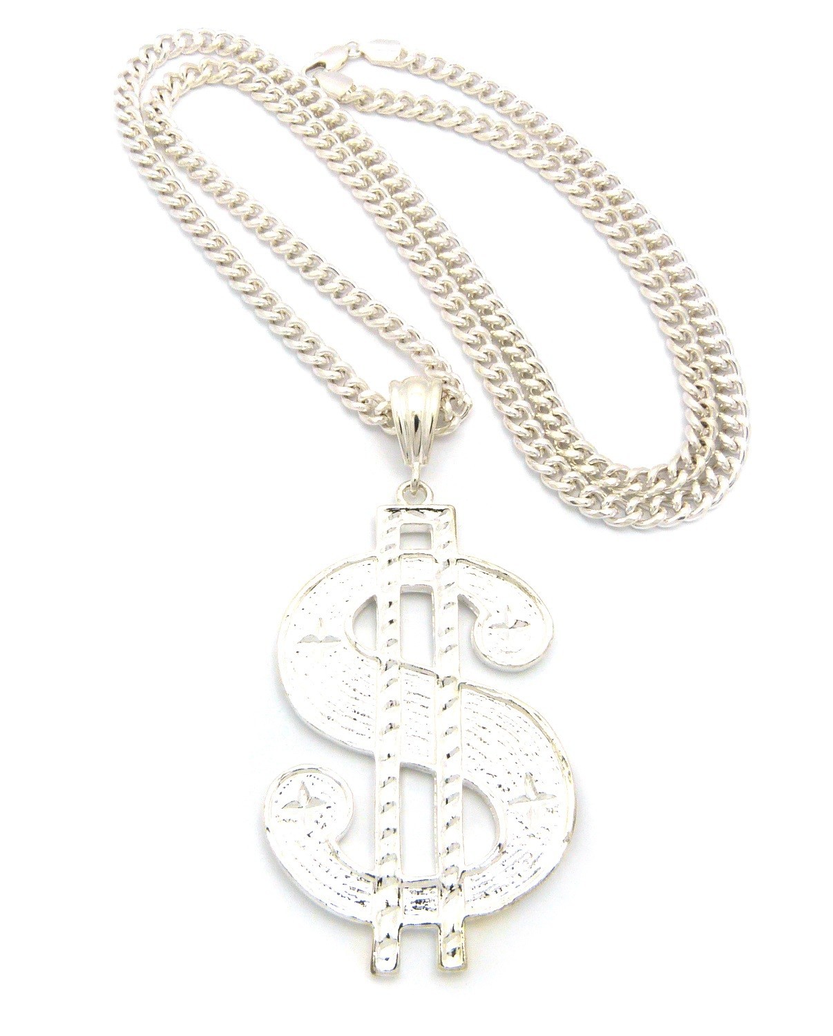 New Dollar Sign “$” Pendant w/6mm 36″ Cuban Link Chain Hip Hop Necklace FOP134