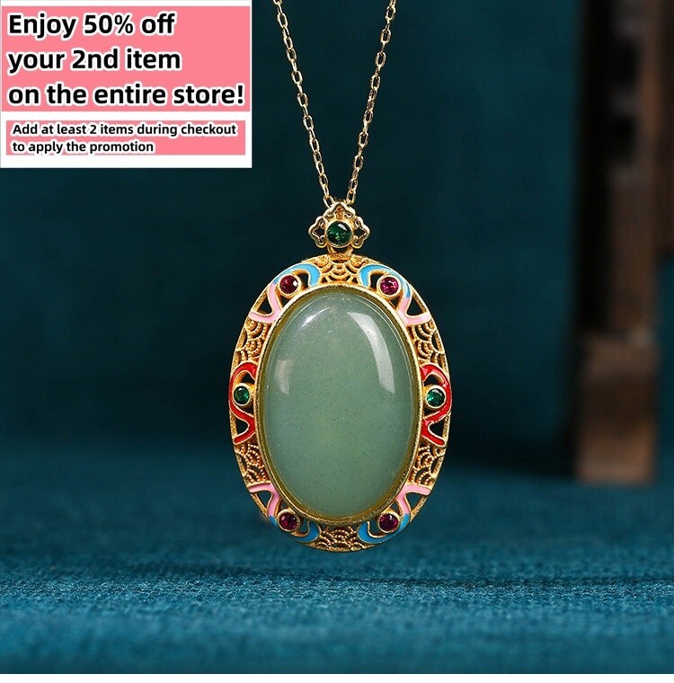 Green Jade Crystal Pendant Necklace Charm 18K Gold Plated Chain Dainty Gemstone