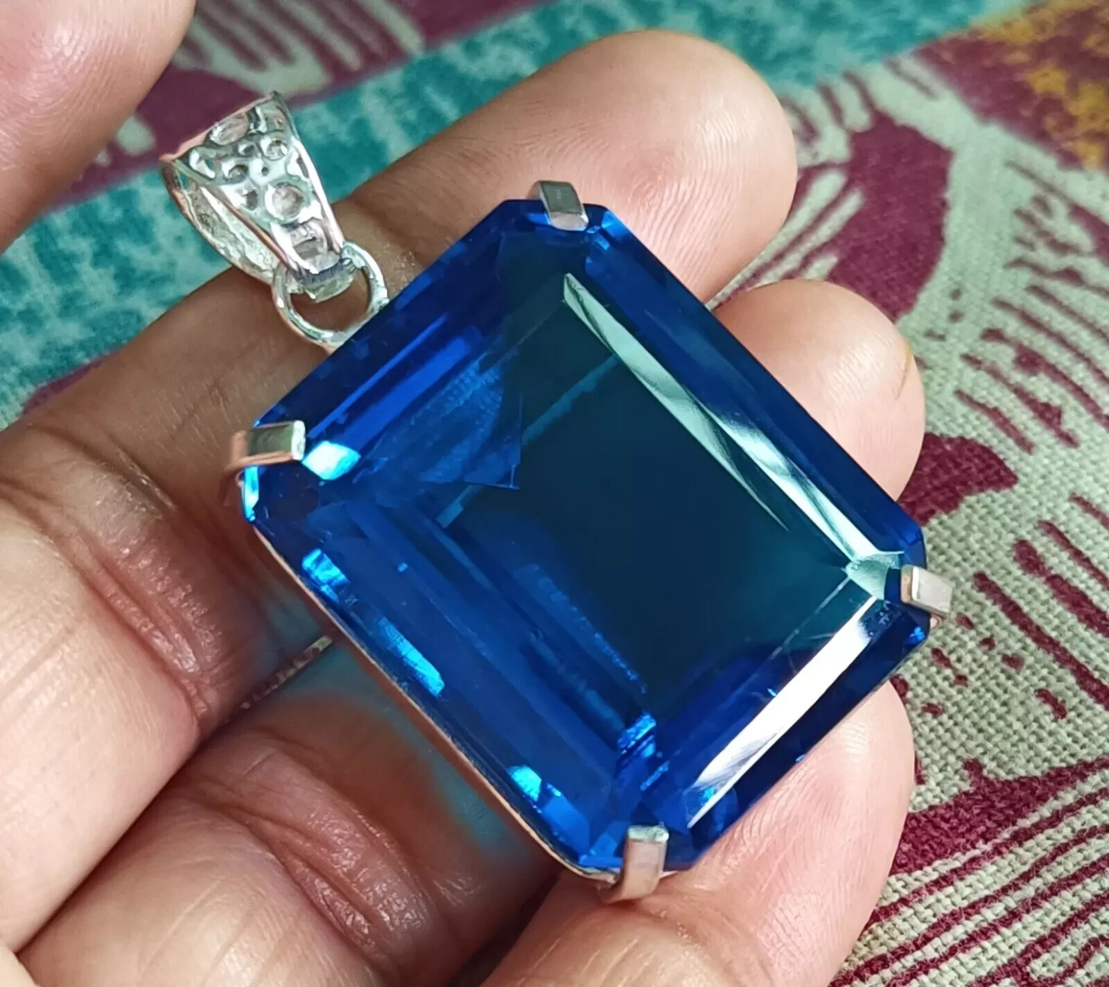 103.10Ct Certified Natural Topaz 925 Solid Silver Emerald Pendant Loose Gemstone