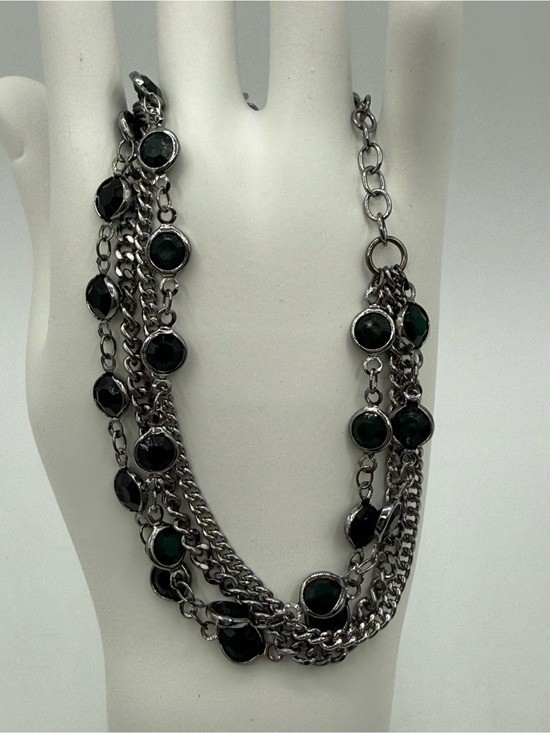 Simply Vera Vera Wang Multi Strand Chain Bracelet Black Green Crystal Goth