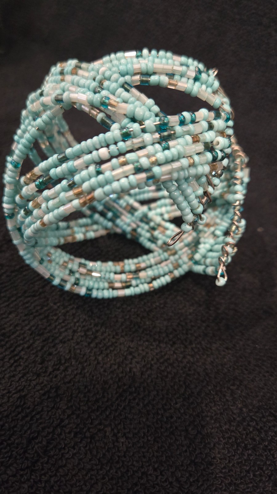 Sky Aqua beaded stretchable, good condition