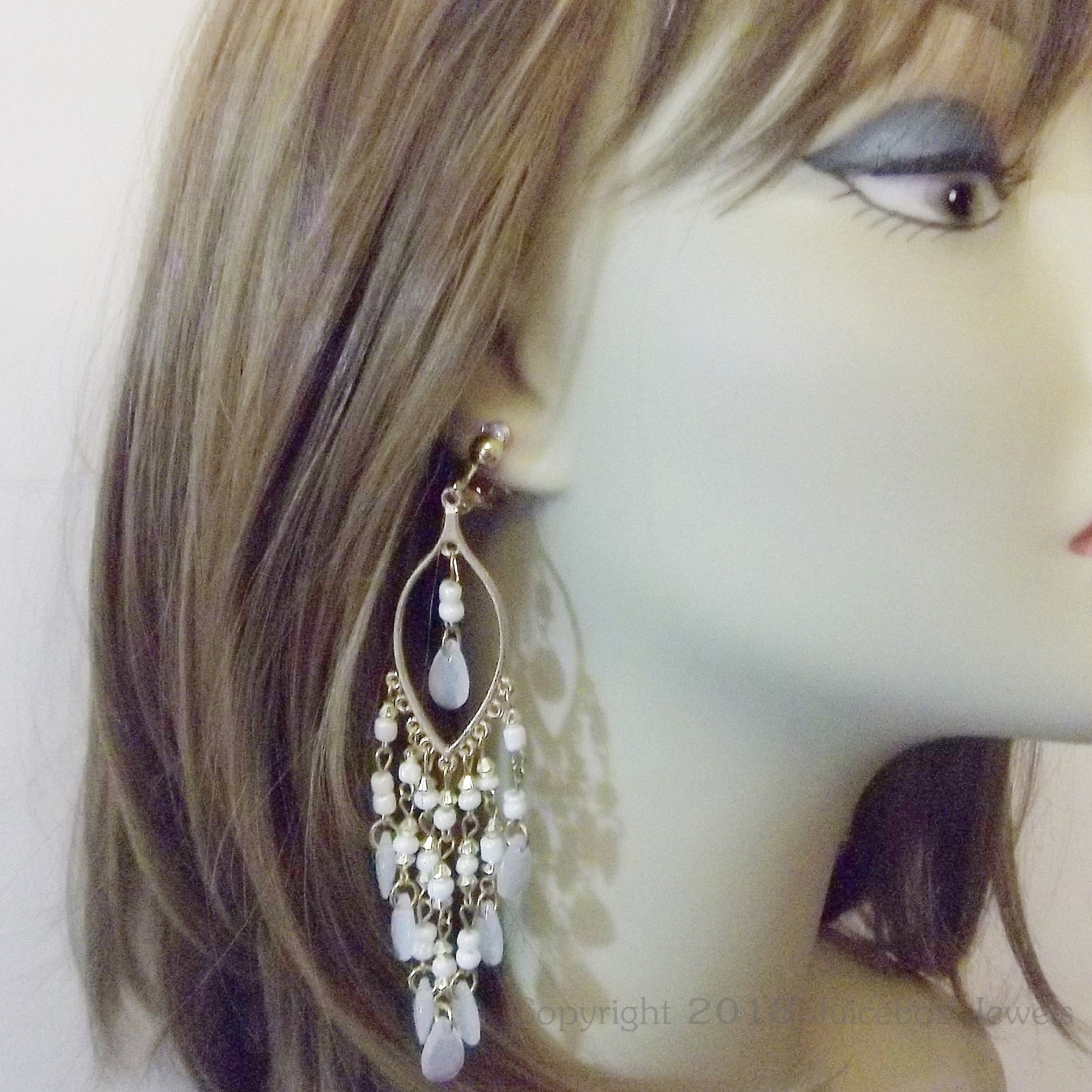 CLIP ON 4″ Chandelier Teardrop Dangle Non-Pierced Long Earrings 1 Pair