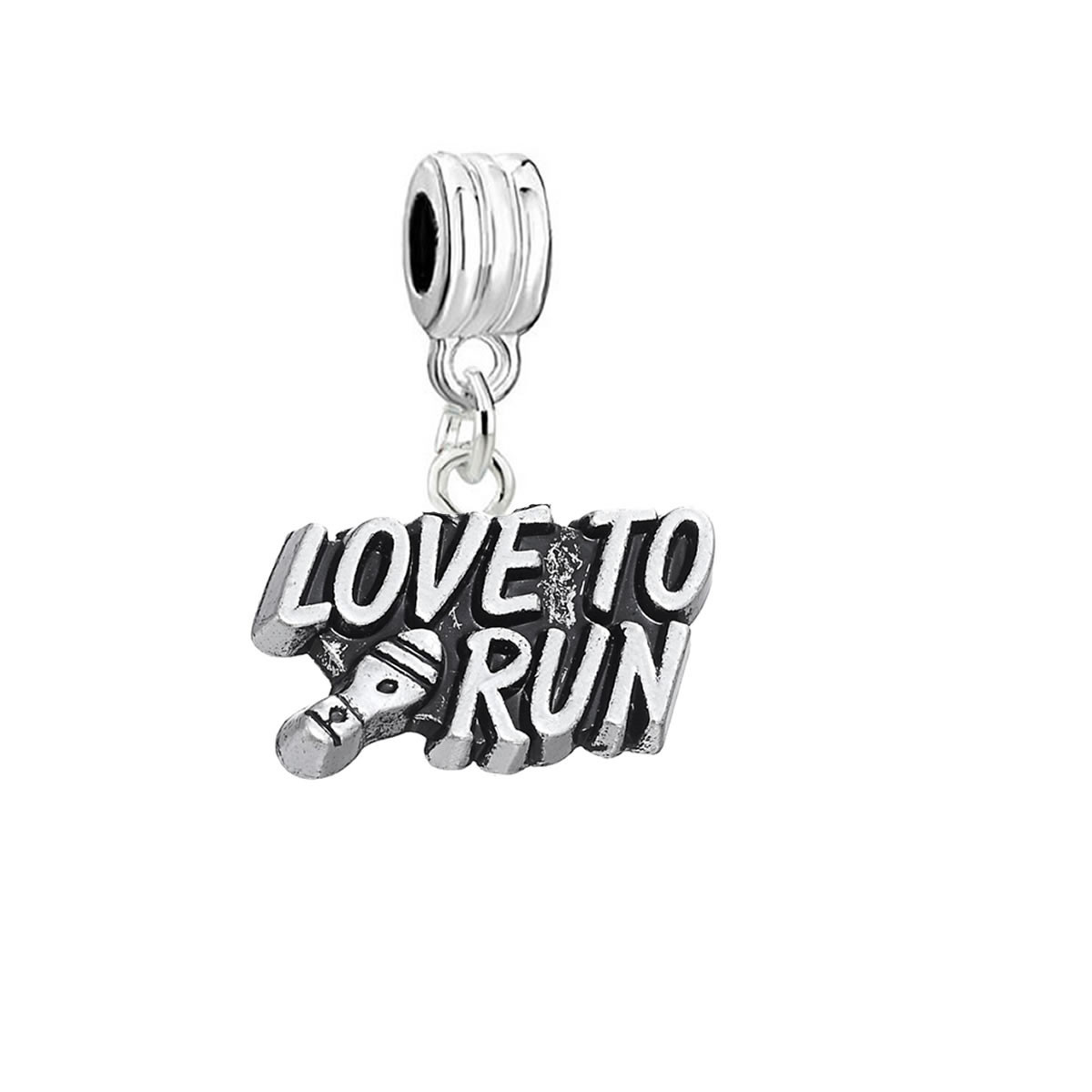 SEXY SPARKLES “Love to Run” Fitness Sports Dangling Charm Spacer Bead compatible