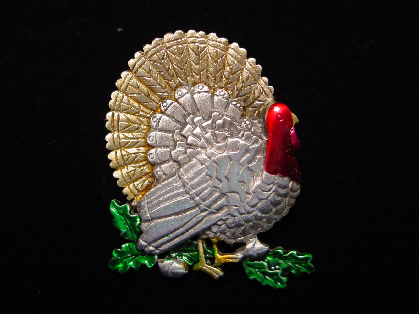 “JJ” Jonette Jewelry Silver Pewter ‘Thanksgiving TURKEY’ Pin