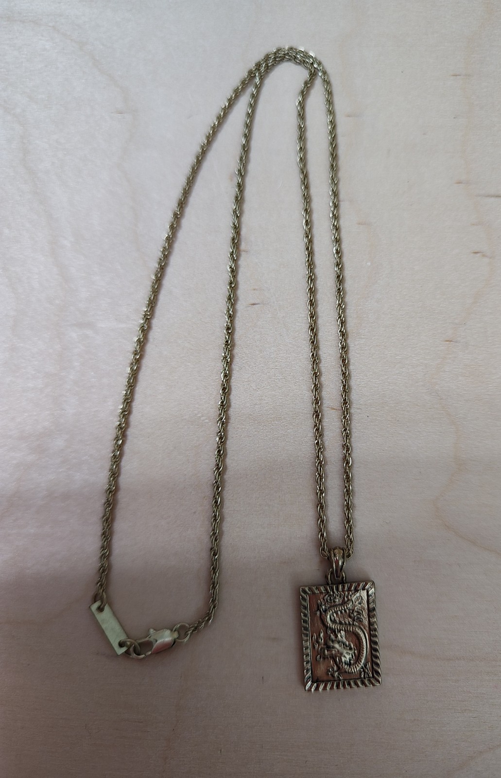 Debenhams Dragon Gold Tone Rectangle Necklace Pendant