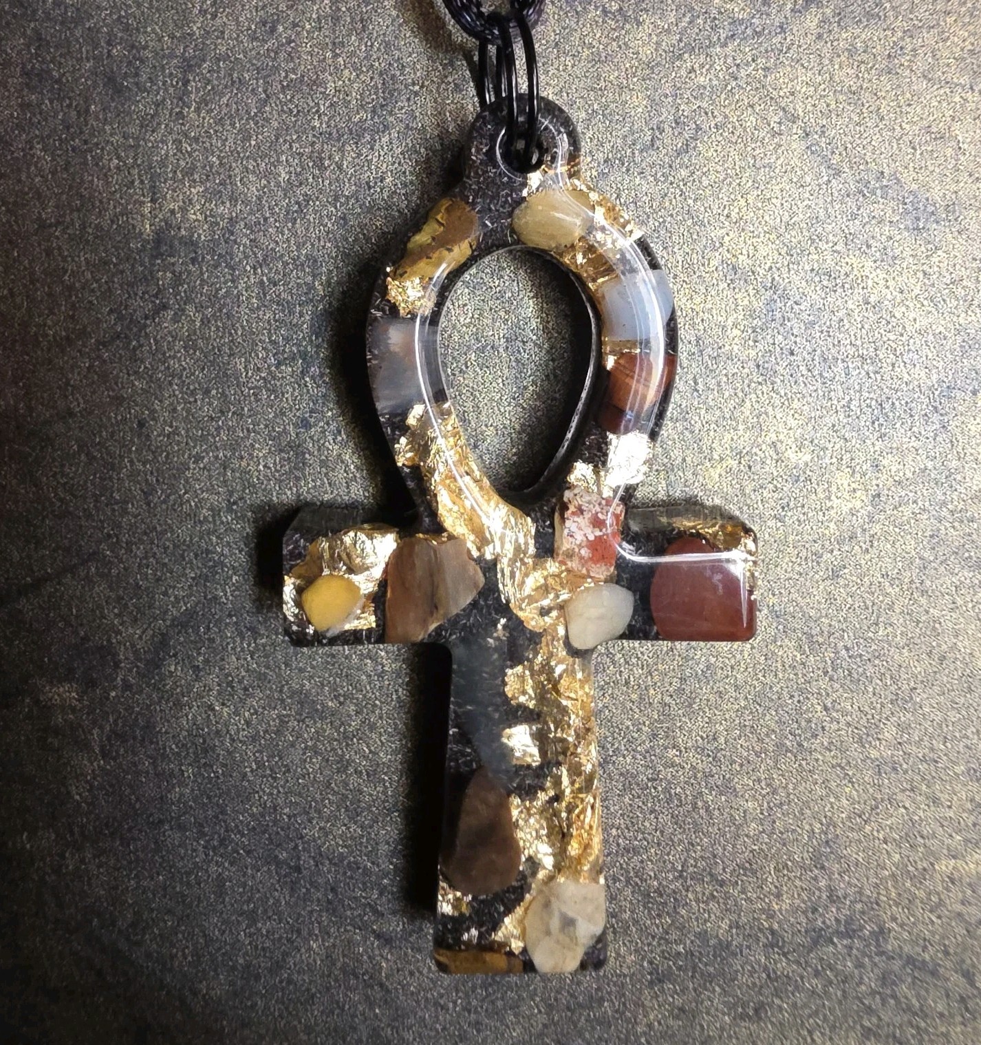 Orgonite Egyptian Ankh Orgone Energy Earth Tones Necklace Crystal Jewelry Stones