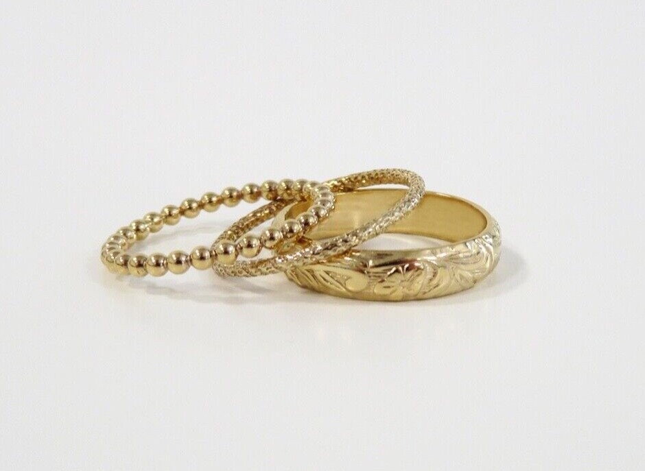 Gold Ring, Gold Filled Ring, Gold Ring Set, Thick Gold Ring, Bead Ring, Set G