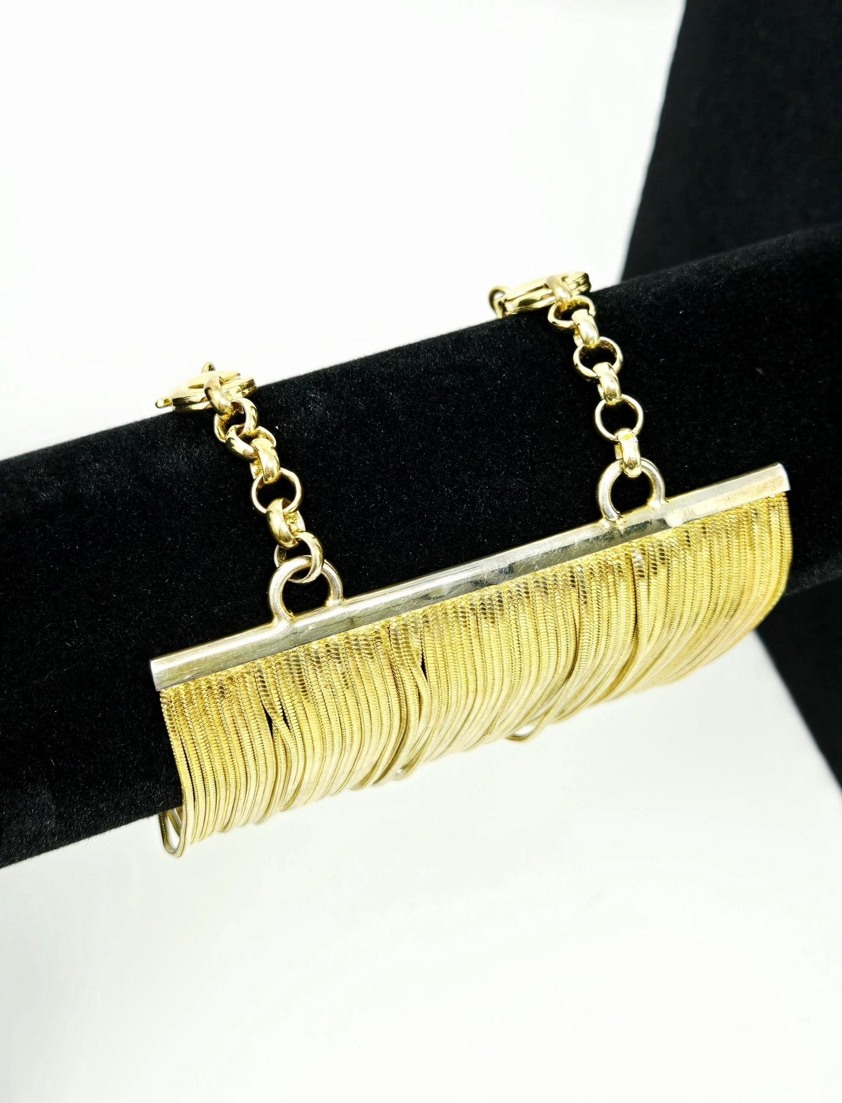 ZENZII Gold Fringe Necklace Set • Statement Bib Necklace & Coil Wrap Bracelet
