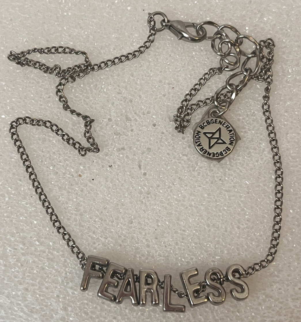 BCBG Generation “Fearless” Charm Letters Silver Tone Chain Necklace