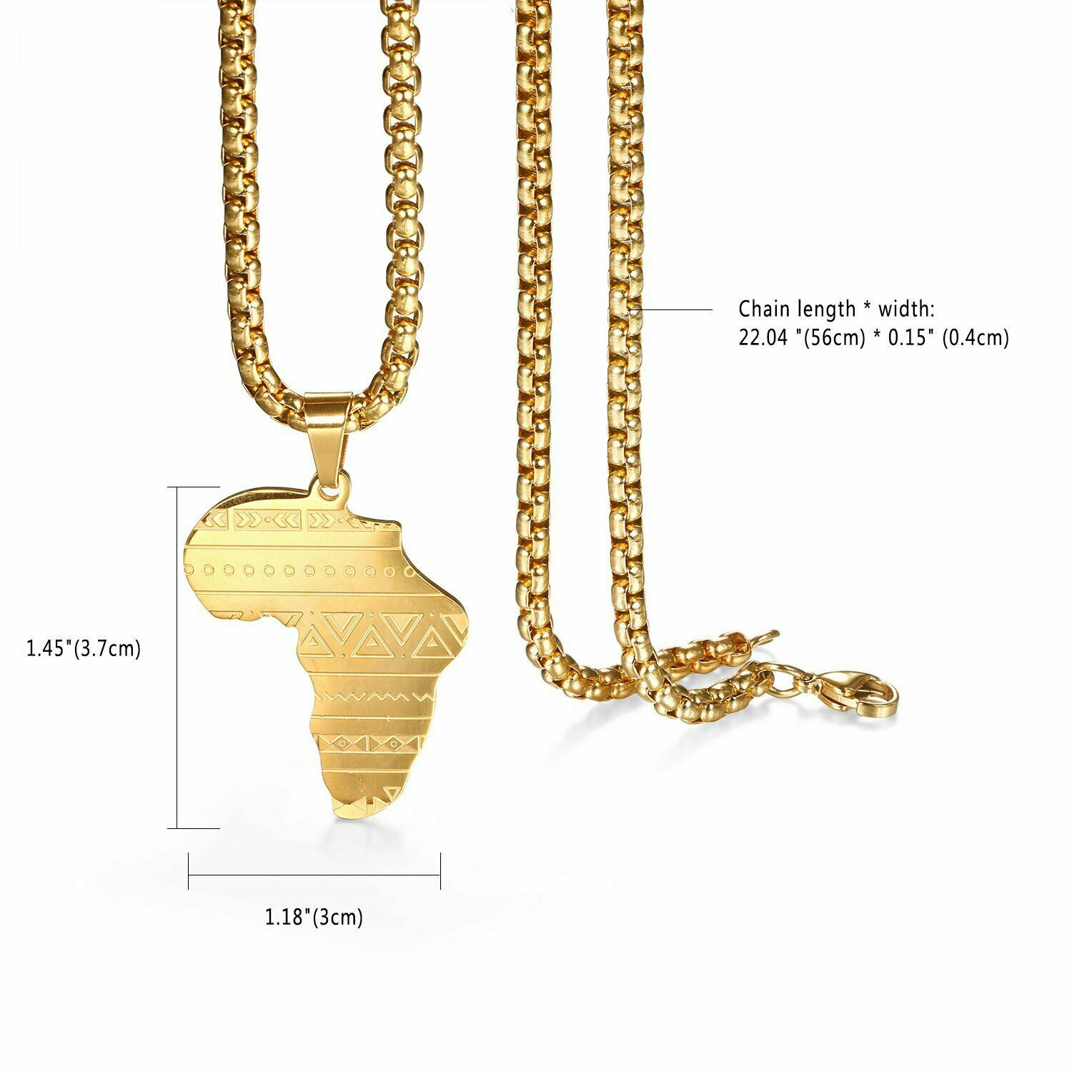Fashion Men Women Africa African Map Pendant Necklace Stainless Steel Chain 22″