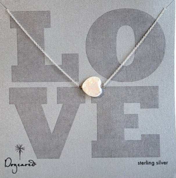 Dogeared Pearlized Heart Love Necklace 16 in Sterling Silver Chain