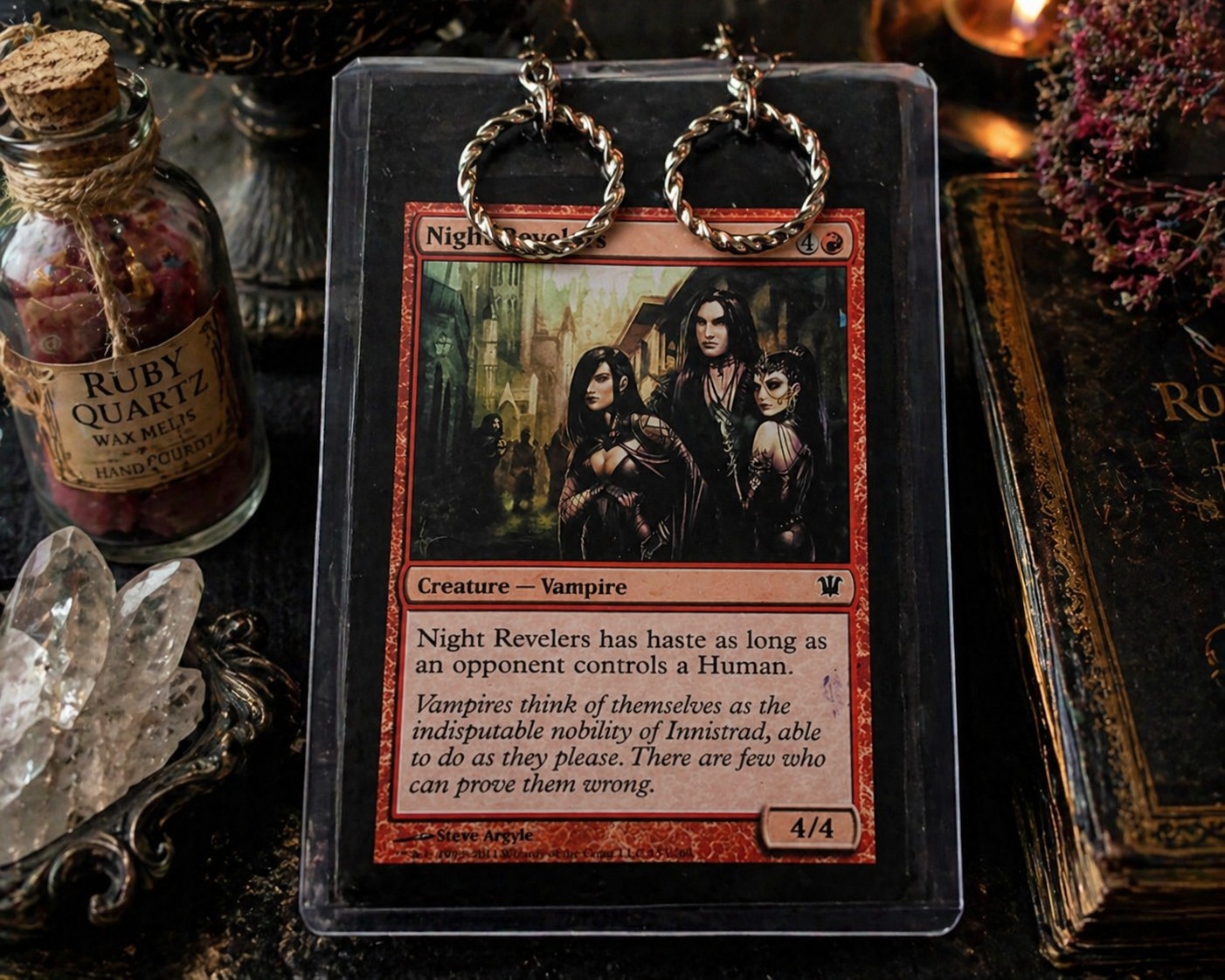 Witchy Gothic Earrings Set Fantasy Art Display Magic Cards Jewelry Bundle Gift