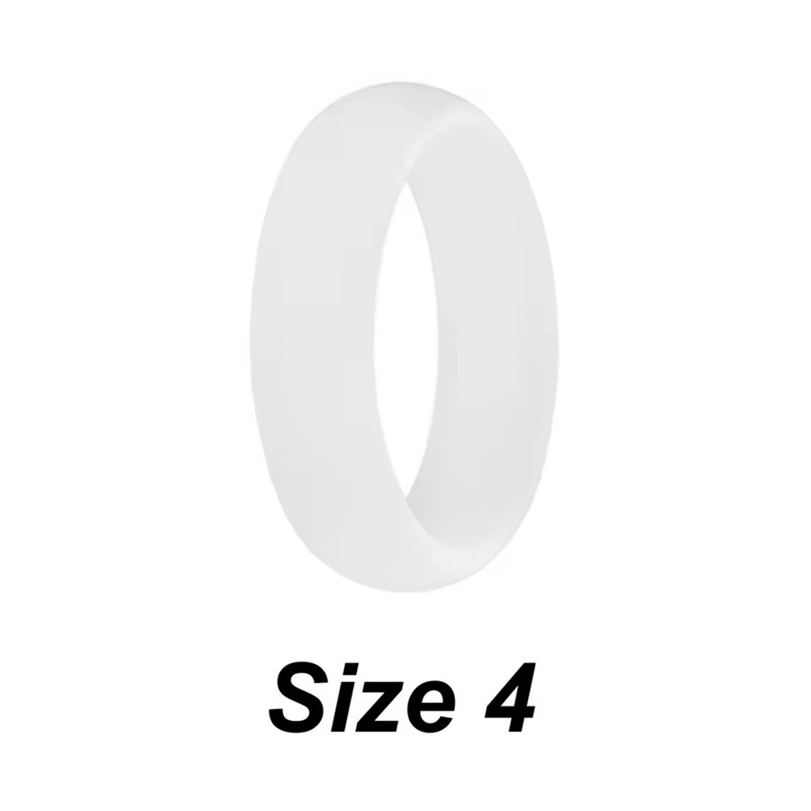 White Silicone Wedding Ring Band Women Temporary Thin Rubber Flexible Gym Travel