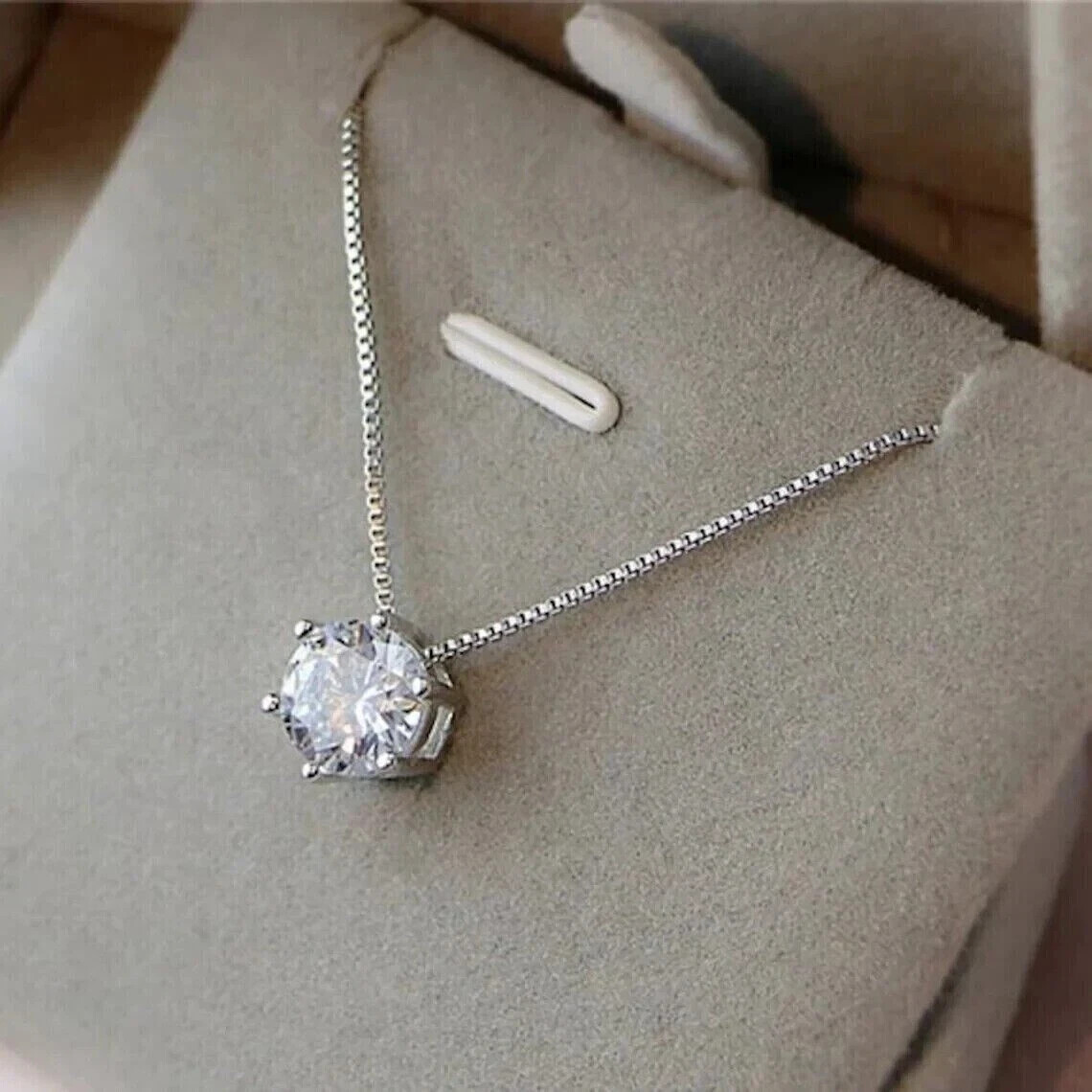 1Ct Round Cut Simulated Diamond Solitaire Women Pendant 14K White Gold Plated