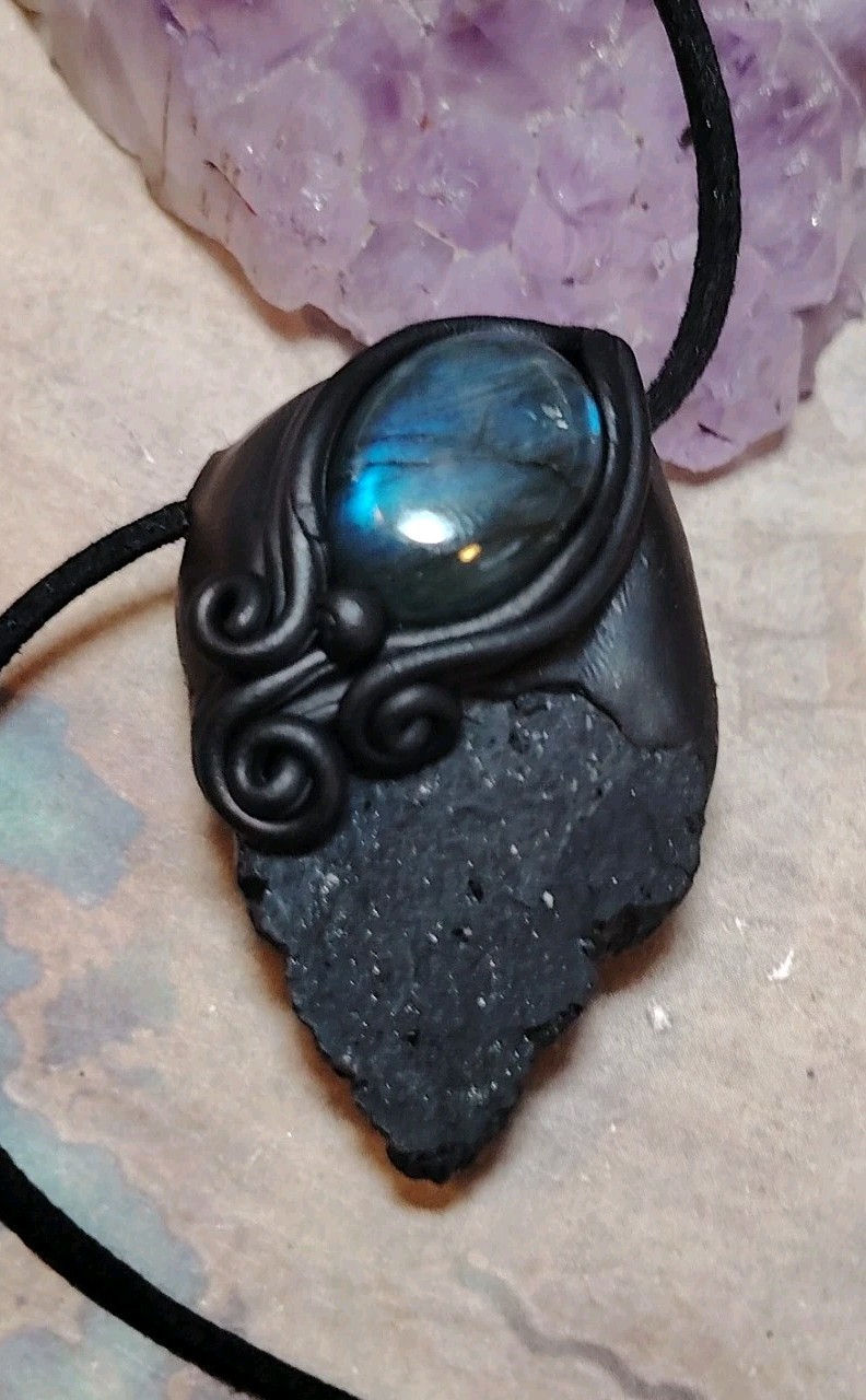 Psychic Shield Black Tourmaline Necklace. Men’s Jewelry Protection Pendant