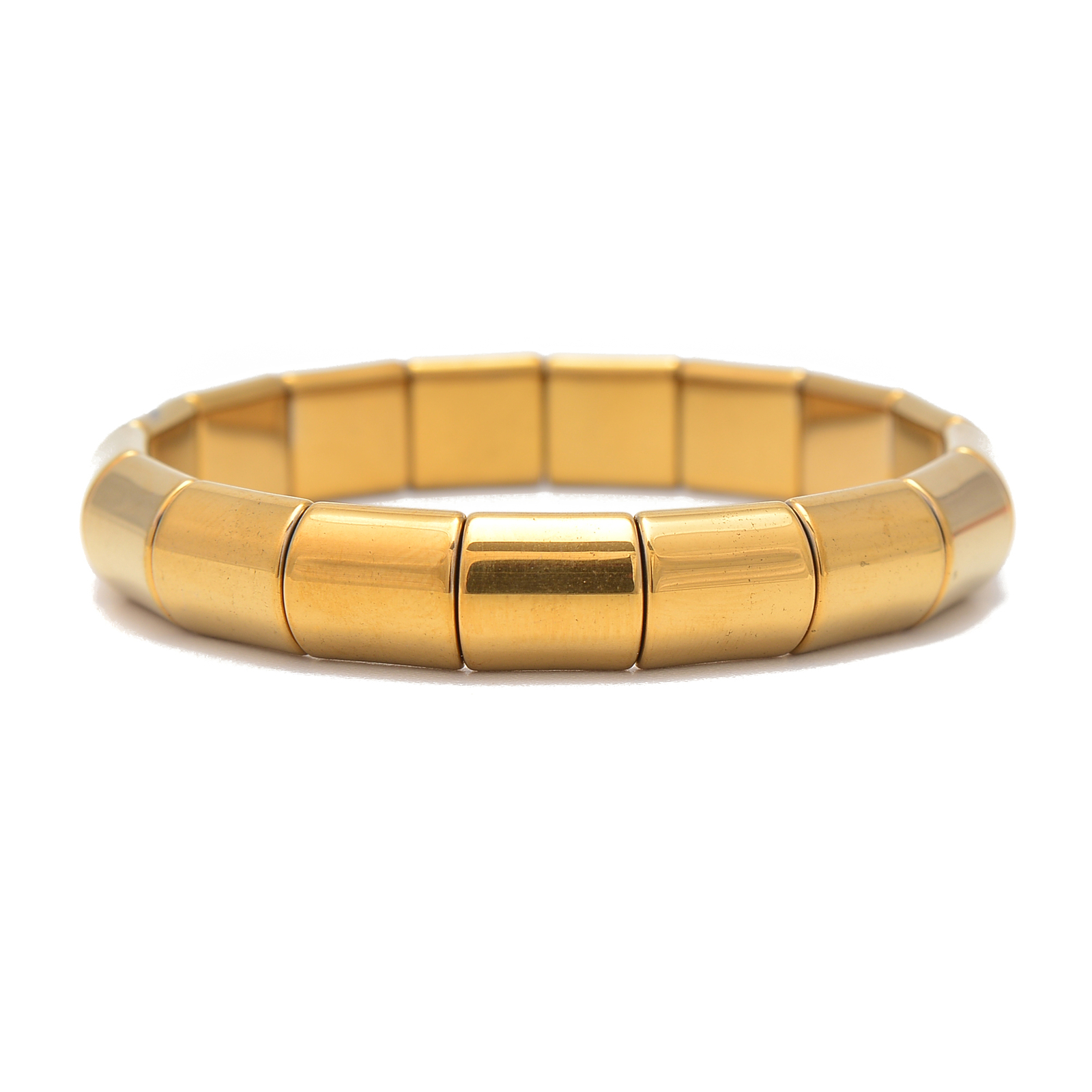 Gold Plated Hematite Double Drilled Bangle Bracelet Beads 10x12mm 7.5” Length