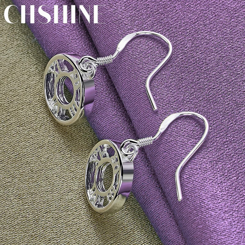 CHSHINE 925 Sterling Silver Round Roman Numerals Earrings Fashion Charm Jewelry