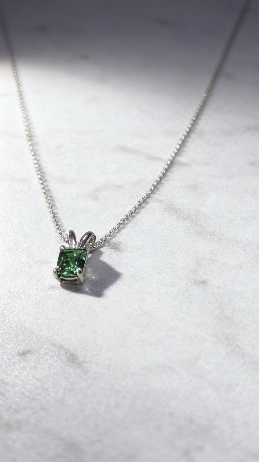 Lab Emerald Sterling Silver Pendant and necklace