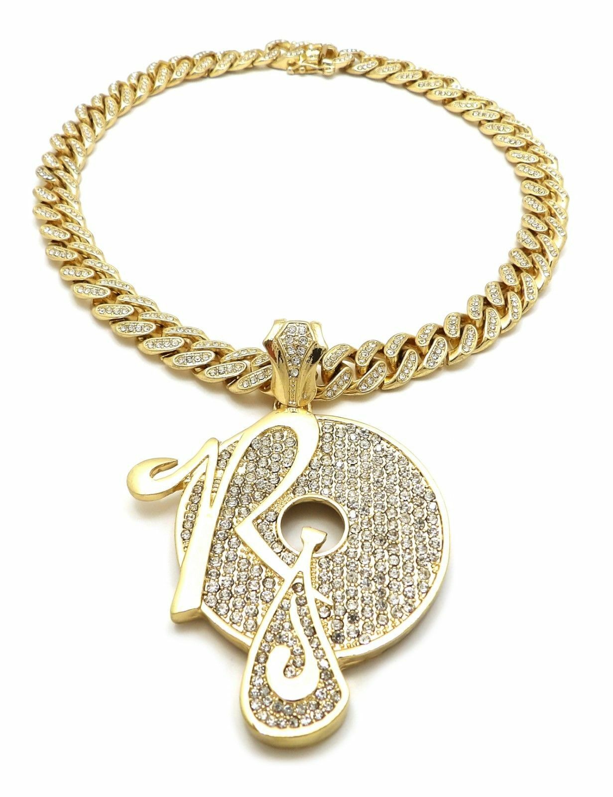 ROCAFELLA Large Pendant & Iced Cubic Zirconia Cuban Chain Hip Hop Style Necklace