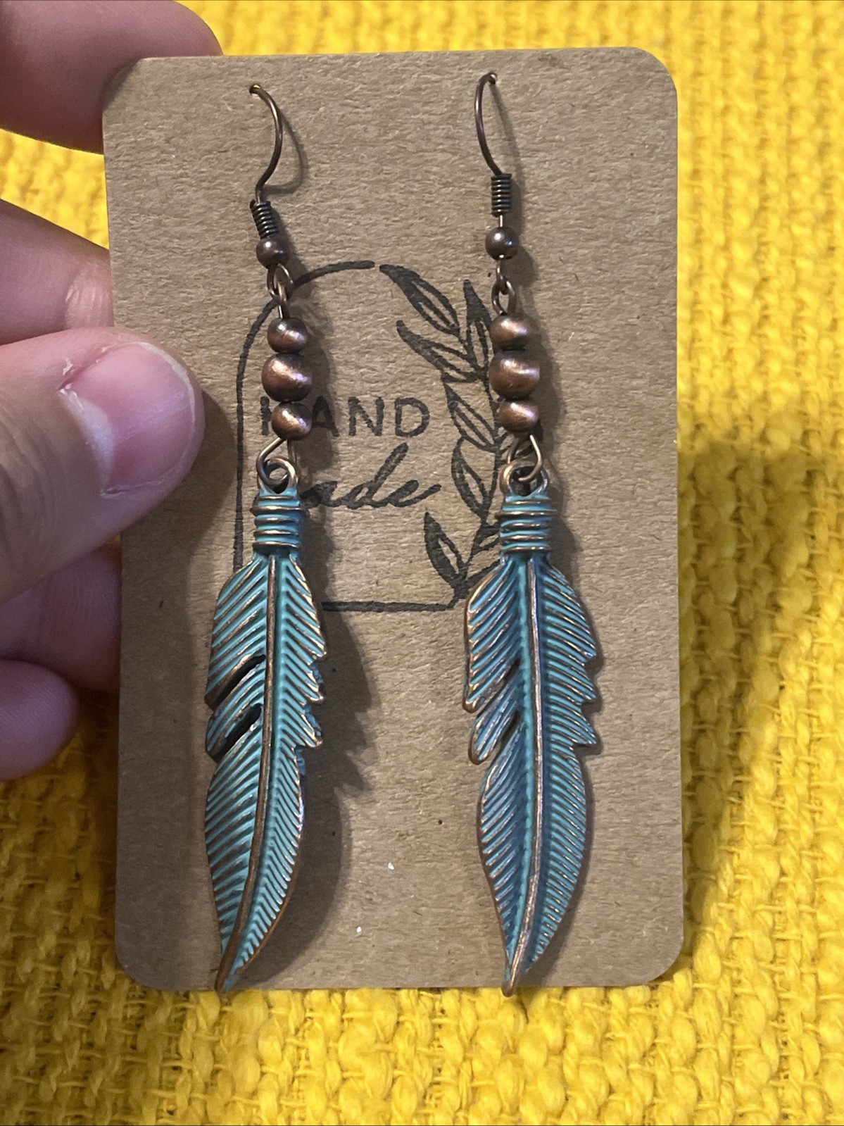 Feather Earrings NEW Metal