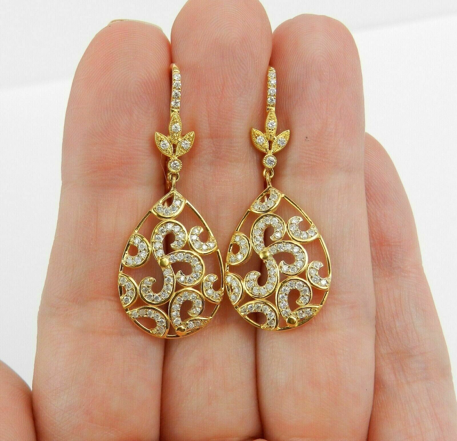 1.10Ct Round Cut Moissanite Women’s Drop/ Dangle Earrings 14K Yellow Gold Plated