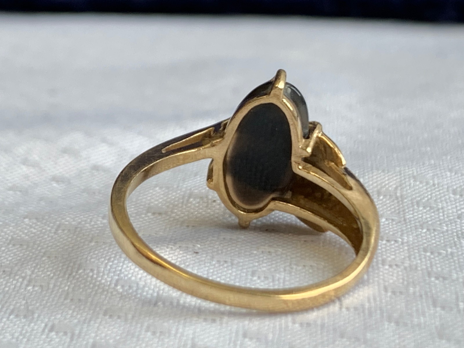 10K Yellow Gold Dolphin Ring 2.53g Fine Jewelry Size 5.25 Band Onyx Look *READ*