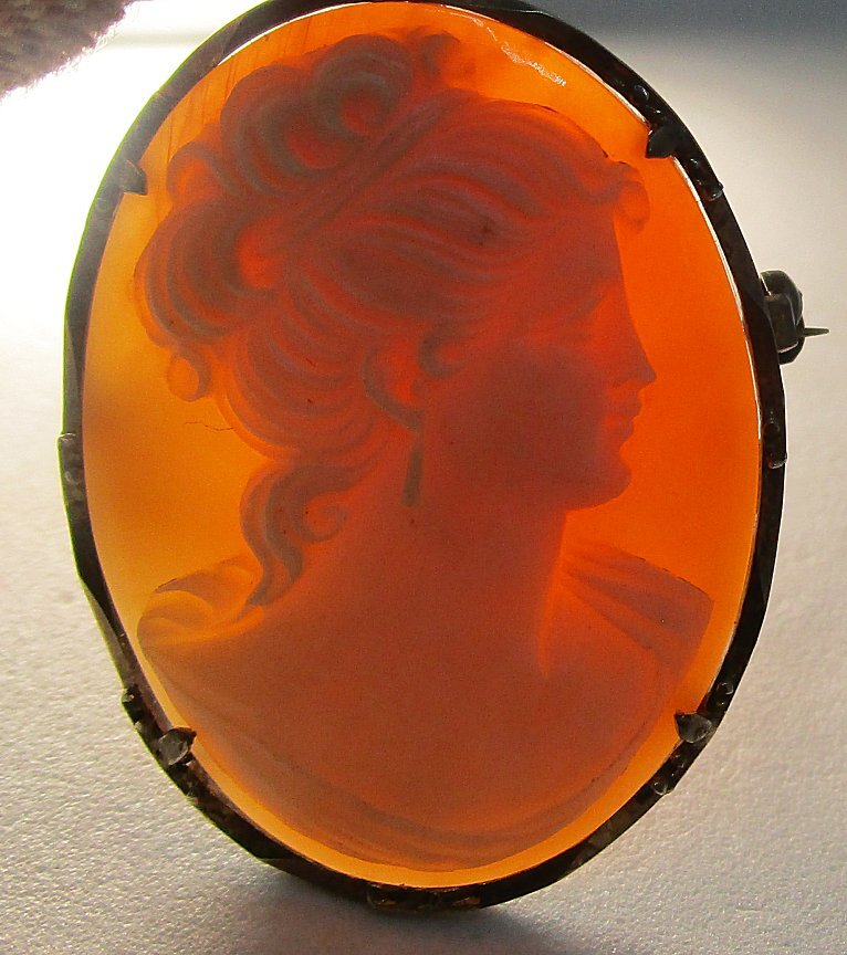 800 Silver Real Shell Cameo Pin / Pendant 5.0 grams 1 1/4″