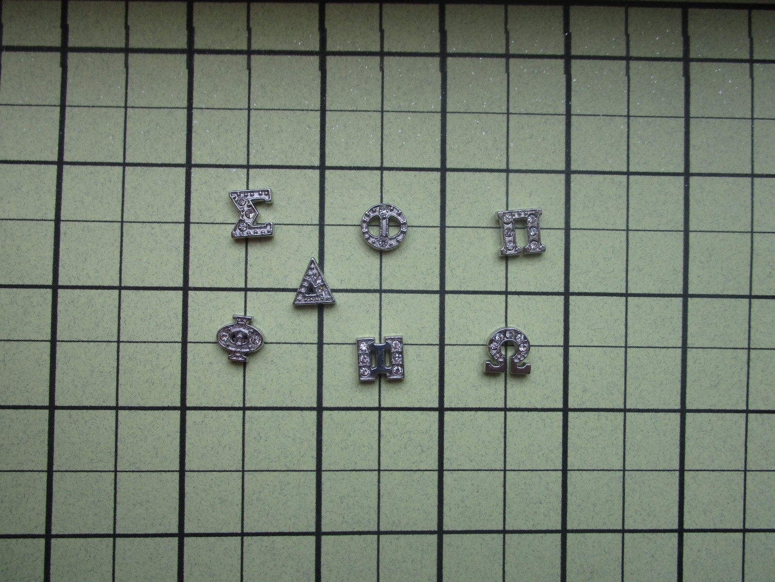 Silver Tone Rhinestone Greek Letters/Symbols, Floating Charms to fit Origami Owl