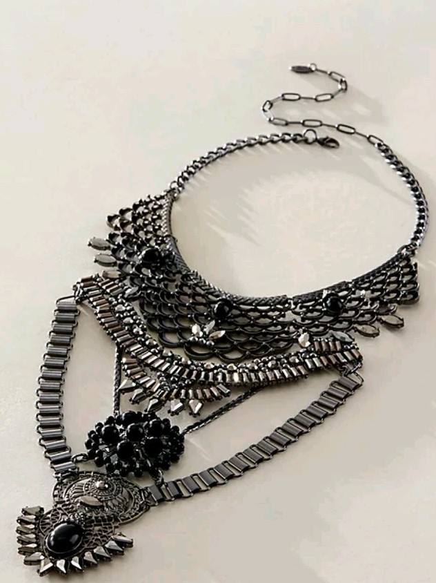 Free People Only Dreaming Statement Collar Necklace NWT Silver Tone