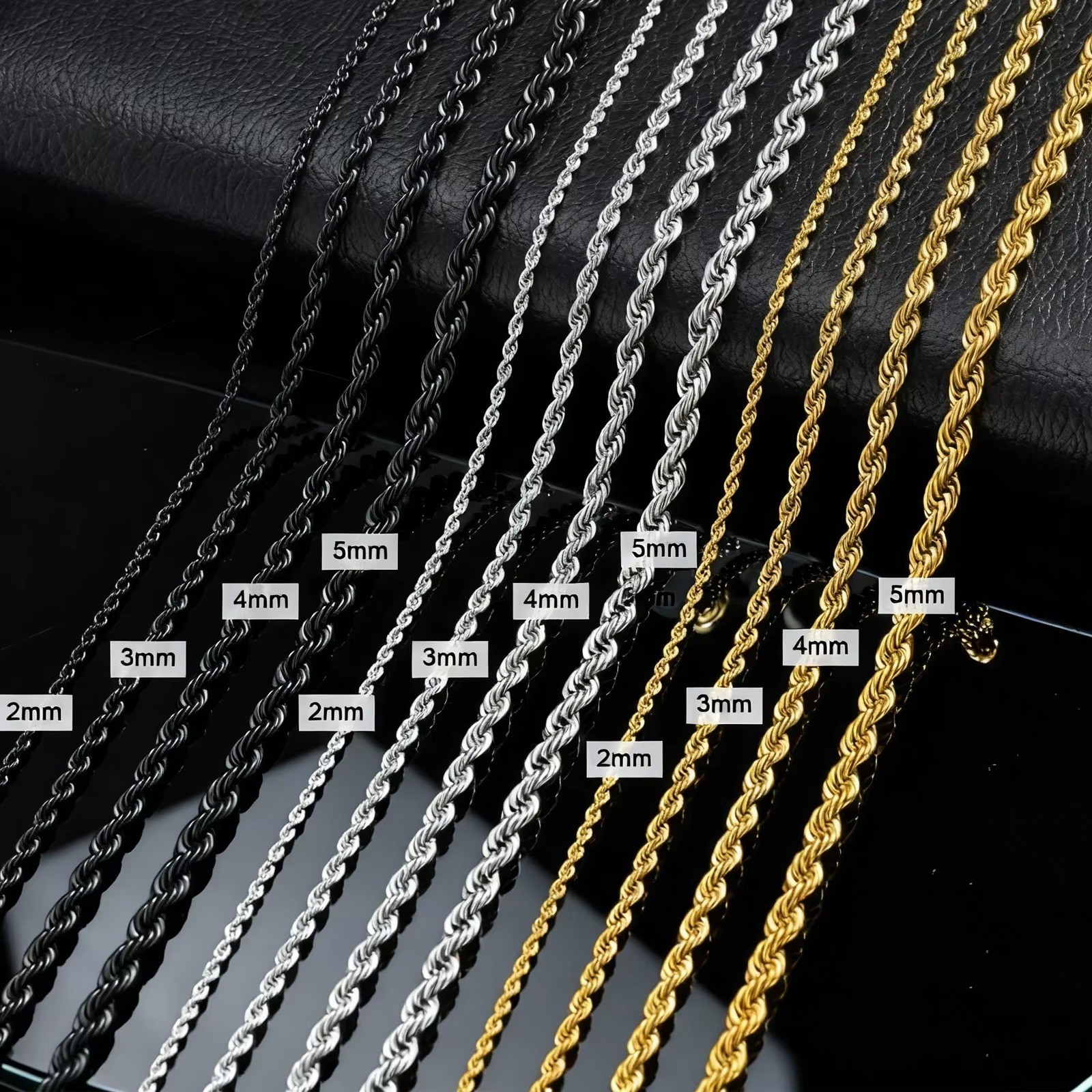 Punk Rope Chain Necklace Stainless Steel Twisted Long Necklace Hiphop Jewelry