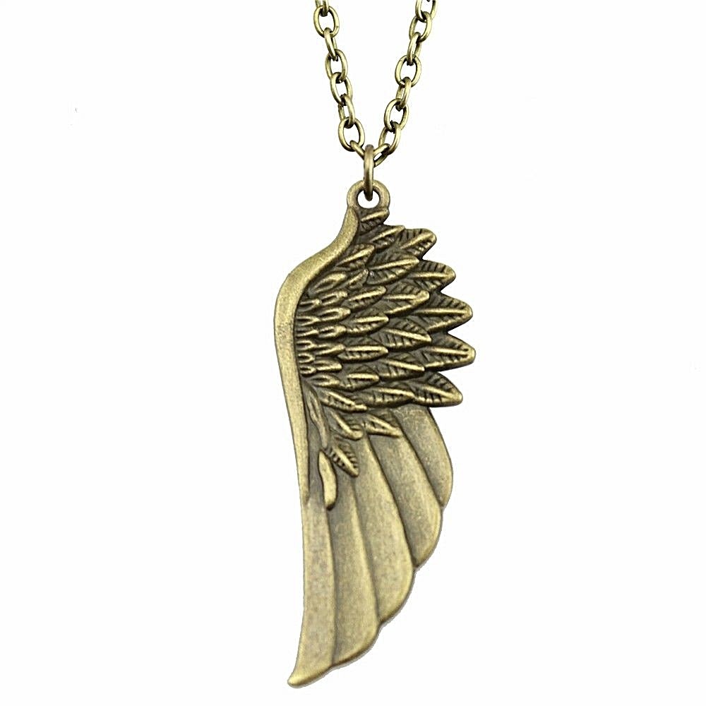 ANGEL WING 2-1/4″ x 7/8″ Pendant Charm Necklace 27″ Link Chain (#48)