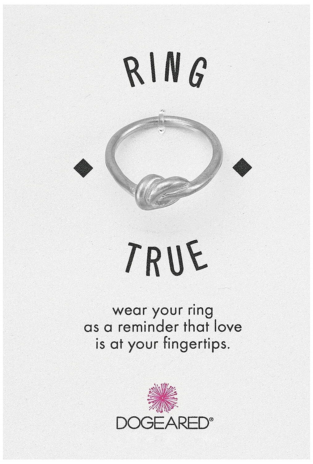 Dogeared Womens ‘Ring True’ Large Love Knot Silver Ring SS 7
