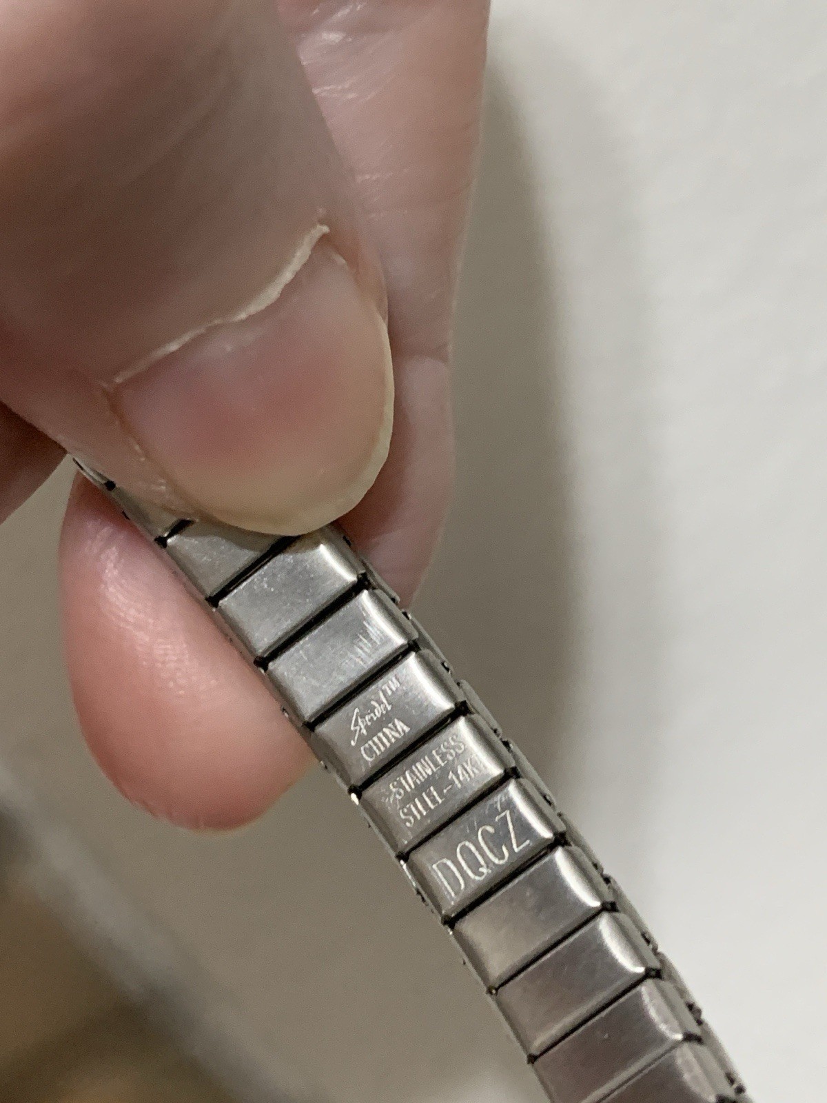 Vintage Speidel Stainless Steele, 14K, CZ Stone Stretch Bracelet,Ring Set,8”,7.5