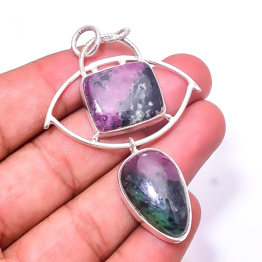 Ruby With Zoisite Tanzania 925 Sterling Silver Pendant 2.54″, Christmas Gift