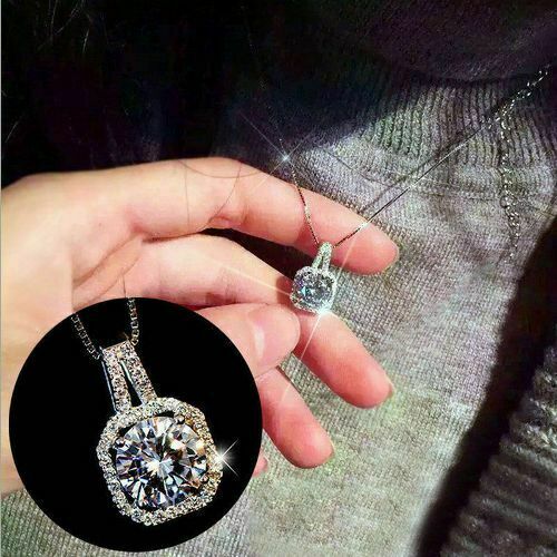 2.10Ct White Round Cut Simulated Diamond Pendant in 14k White Gold Gift For Love