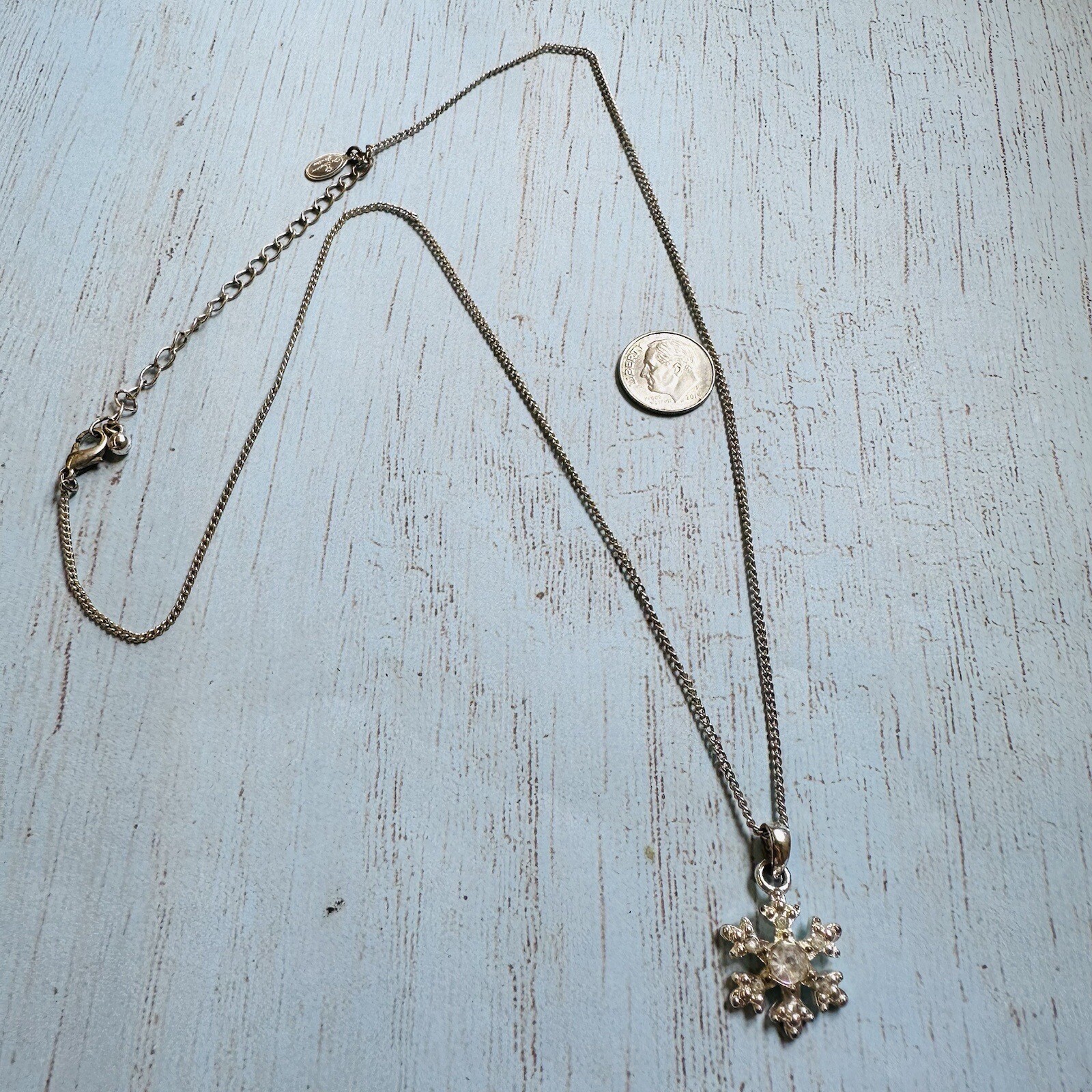 Christopher Radko Silver Crystal Snowflake Necklace Flaw