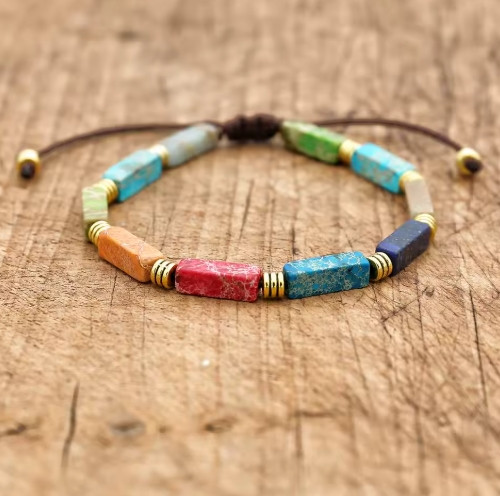 2025HOT Handmade Seven Chakra Jasper Stone Women Lucky Bracelet Birthday Gift