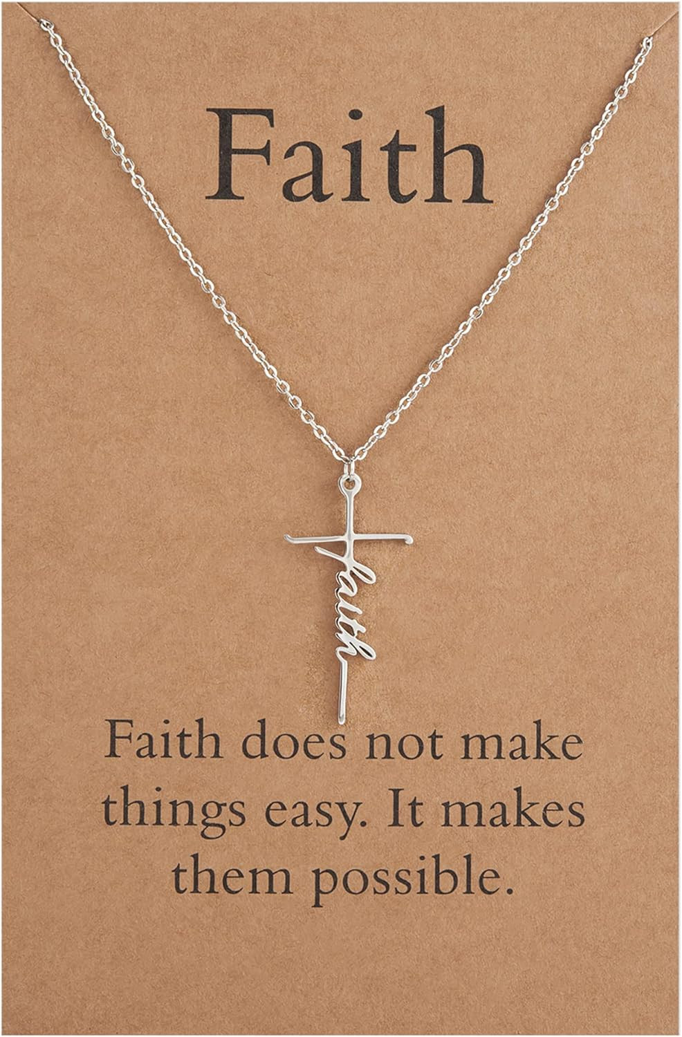 Faith Cross Necklace Christian Jewelry Inspirational Gift for Women