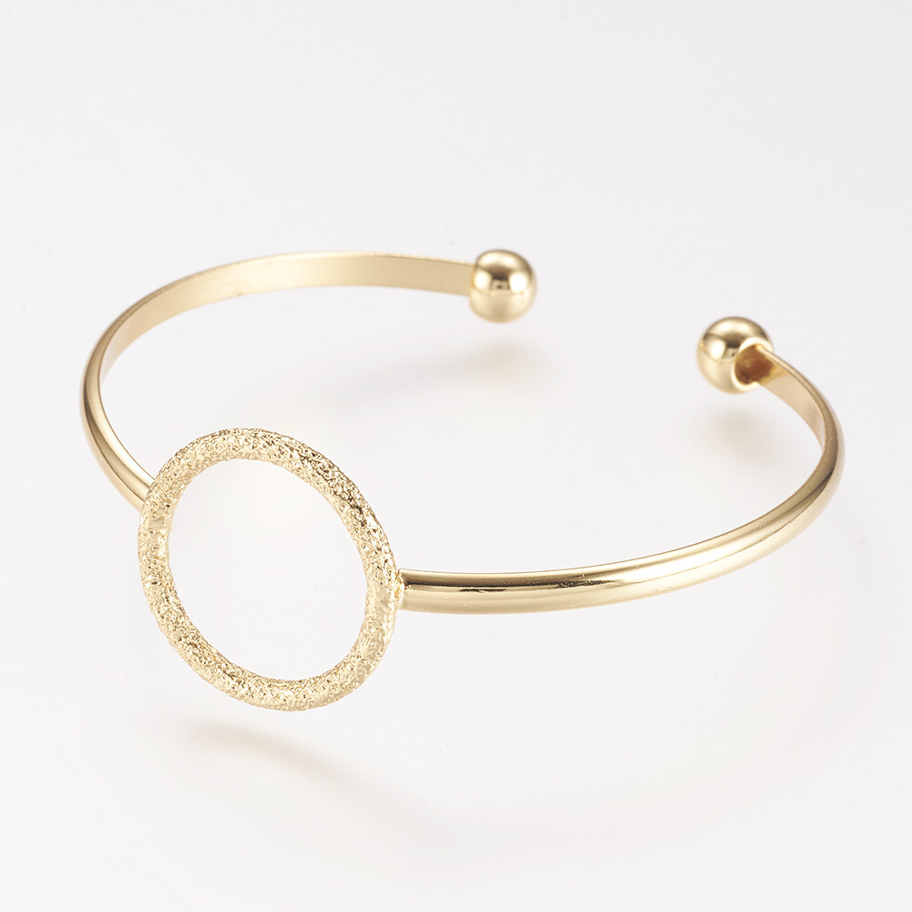 10 pcs Brass Real 18K Gold Plated Cuff Bangle Findings Making 50x53mm 2×2-1/8in